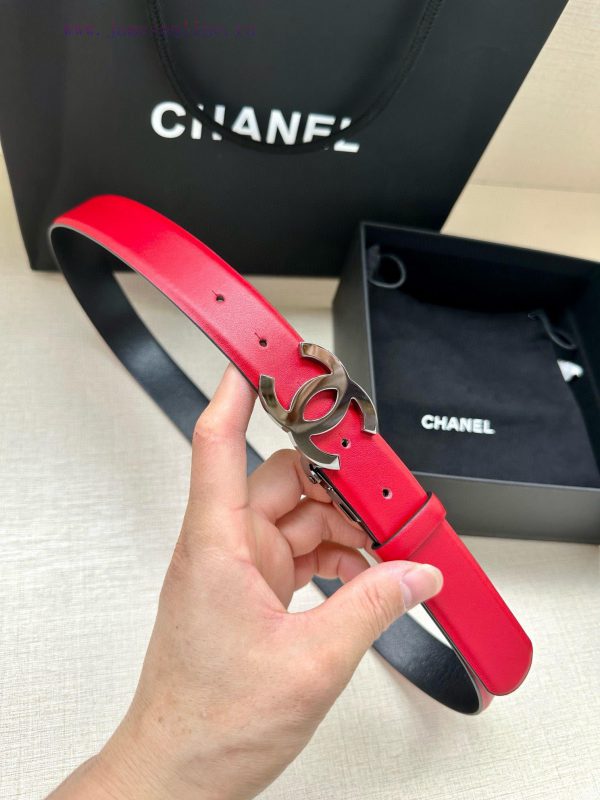 Width 3.0cm CHANEL Rotating Double C Calfskin and Silver Gun Gold Metal Belt Multi Color Wom chli8mnv
