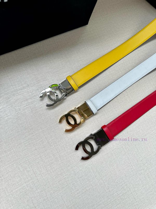 Width 3.0cm CHANEL Rotating Double C Calfskin and Silver Gun Gold Metal Belt Multi Color Wom f5mhnjq8 - Image 10