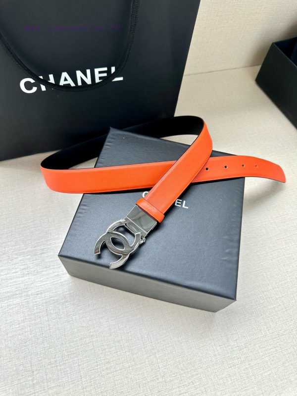 Width 3.0cm CHANEL Rotating Double C Calfskin and Silver Gun Gold Metal Belt Multi Color Wom 6p6pn786 - Image 4