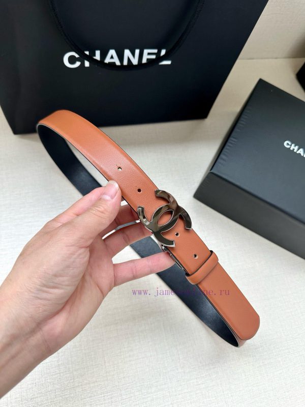 Width 3.0cm CHANEL Rotating Double C Calfskin and Silver Gun Gold Metal Belt Multi Color Wom o94j9des