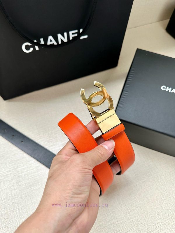 Width 3.0cm CHANEL Rotating Double C Calfskin and Silver Gun Gold Metal Belt Multi Color Wom 6p6pn786 - Image 5