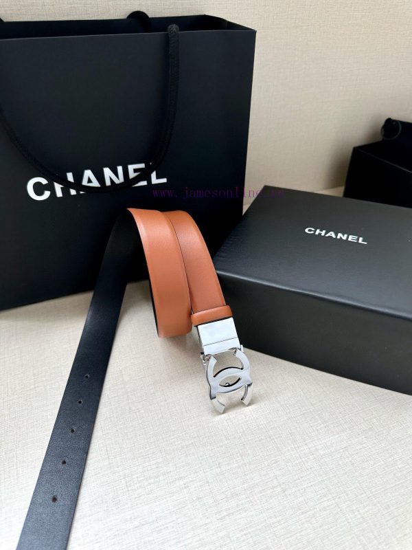Width 3.0cm CHANEL Rotating Double C Calfskin and Silver Gun Gold Metal Belt Multi Color Wom o94j9des - Image 5