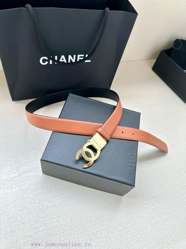 Width 3.0cm CHANEL Rotating Double C Calfskin and Silver Gun Gold Metal Belt Multi Color Wom o94j9des - Image 8