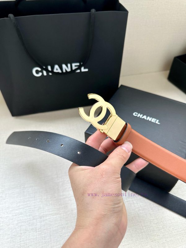 Width 3.0cm CHANEL Rotating Double C Calfskin and Silver Gun Gold Metal Belt Multi Color Wom o94j9des - Image 9