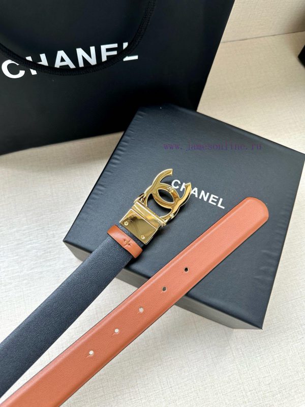 Width 3.0cm CHANEL Rotating Double C Calfskin and Silver Gun Gold Metal Belt Multi Color Wom o94j9des - Image 10