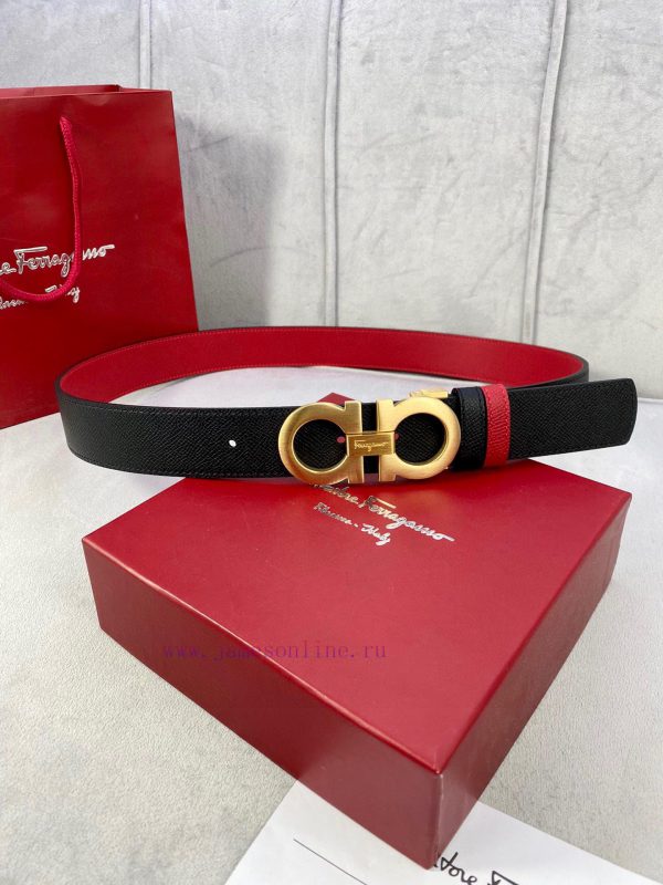 3.5cm wide Ferragamo double-sided head layer cowhide belt, equipped with silver/gold/gun met jufhuild