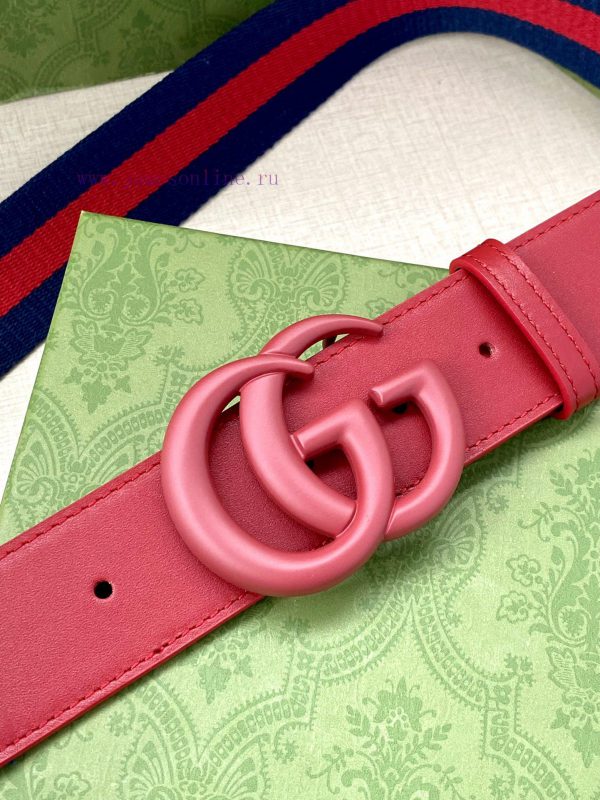 Width 4.0cm GUCCI classic canvas woven belt with woven leather edges and double G-buckles, p lamuwsxh - Image 3