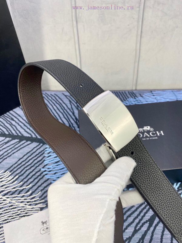 Width 3.7cm COACH double-sided lychee pattern belt with self cutting length. Made of top-qua r1t9nkcq - Image 3