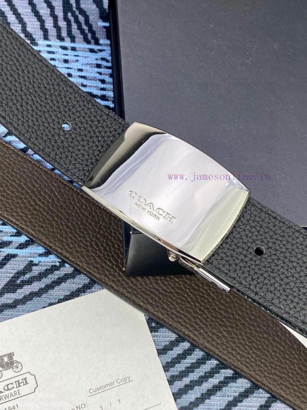 Width 3.7cm COACH double-sided lychee pattern belt with self cutting length. Made of top-qua r1t9nkcq - Image 9