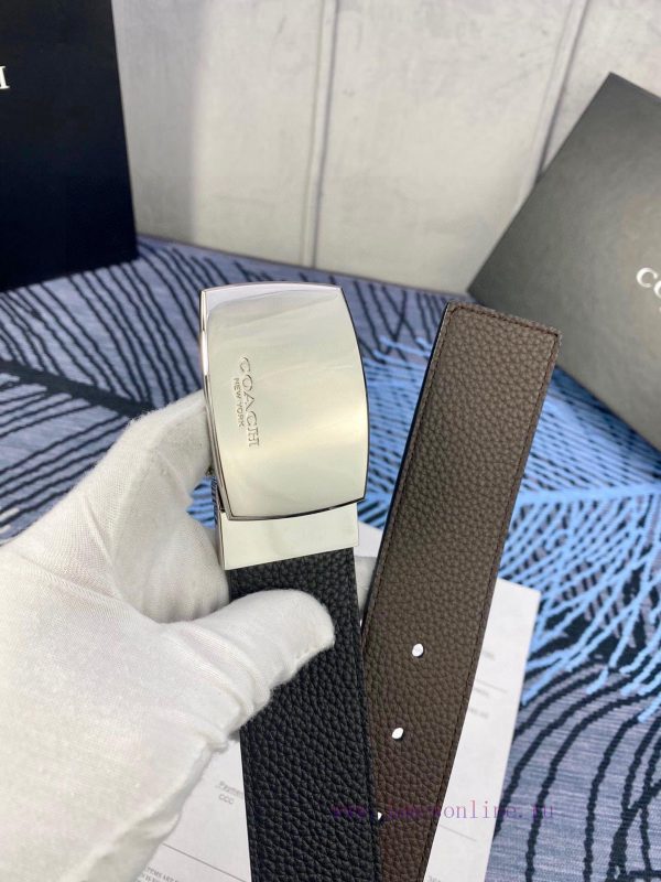 Width 3.7cm COACH double-sided lychee pattern belt with self cutting length. Made of top-qua r1t9nkcq - Image 10
