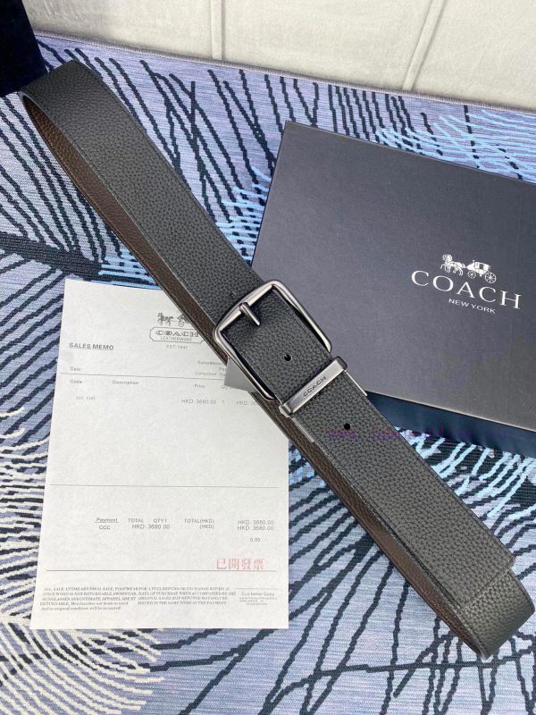Width 3.7cm COACH double-sided lychee pattern belt with self cutting length. Made of top-qua i34epsj3 - Image 6