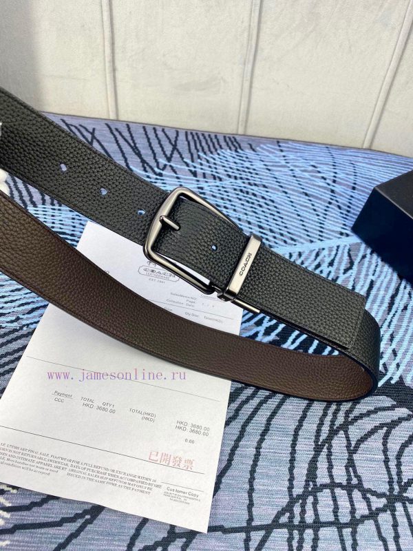 Width 3.7cm COACH double-sided lychee pattern belt with self cutting length. Made of top-qua i34epsj3 - Image 8
