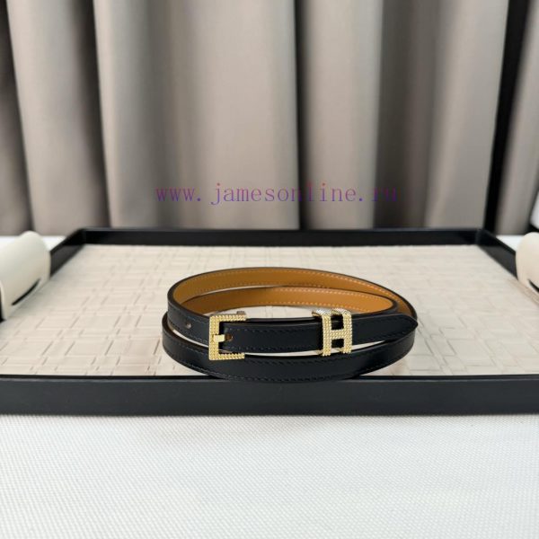 Calfskin waist belt, paired with palladium plated buckle, finely polished and diamond sparkl gaks93nd - Image 4