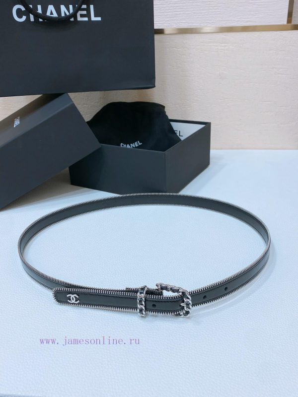 Chanel 24c brass metal imported shiny calf leather 2.0cm soft and exquisite waist belt 14ofid1p