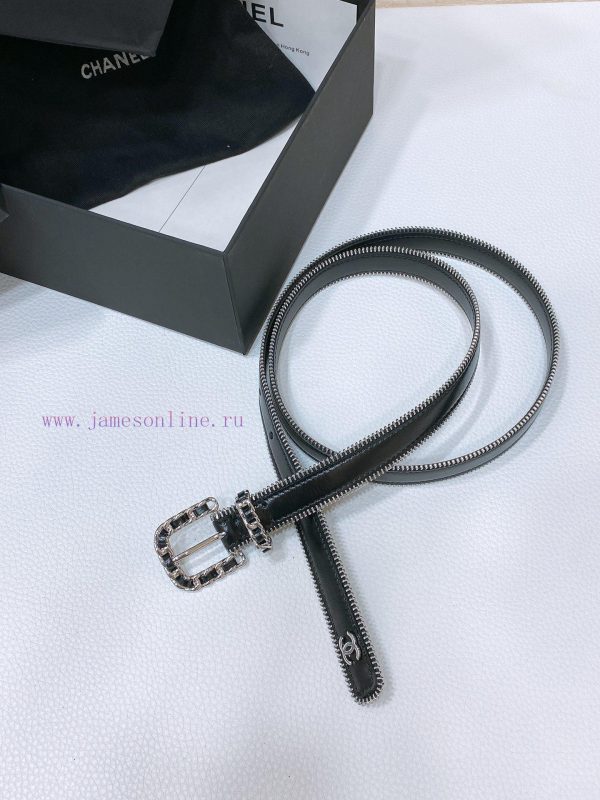 Chanel 24c brass metal imported shiny calf leather 2.0cm soft and exquisite waist belt 14ofid1p - Image 3