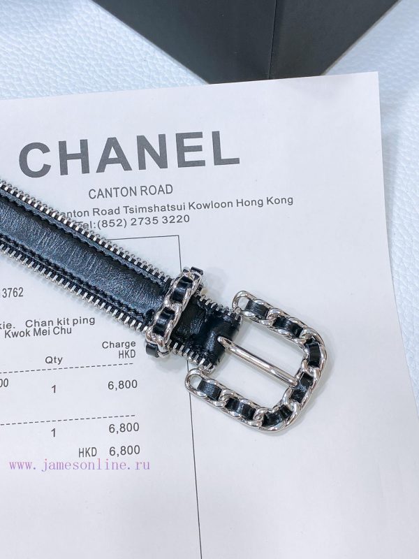 Chanel 24c brass metal imported shiny calf leather 2.0cm soft and exquisite waist belt 14ofid1p - Image 4