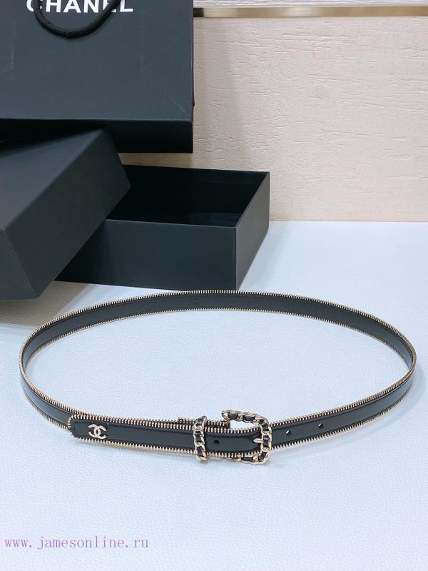 Chanel 24c brass metal imported shiny calf leather 2.0cm soft and exquisite waist belt vcr2znkq