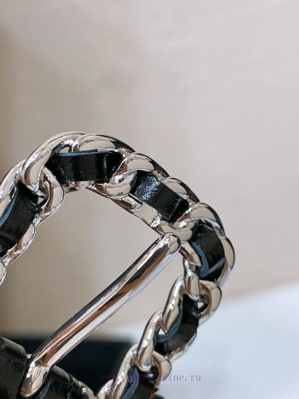 Chanel 24c brass metal imported shiny calf leather 2.0cm soft and exquisite waist belt 14ofid1p - Image 5
