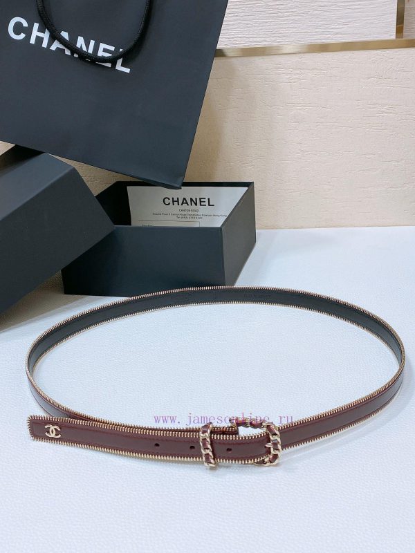 Chanel 24c brass metal imported shiny calf leather 2.0cm soft and exquisite waist belt haax8d9q