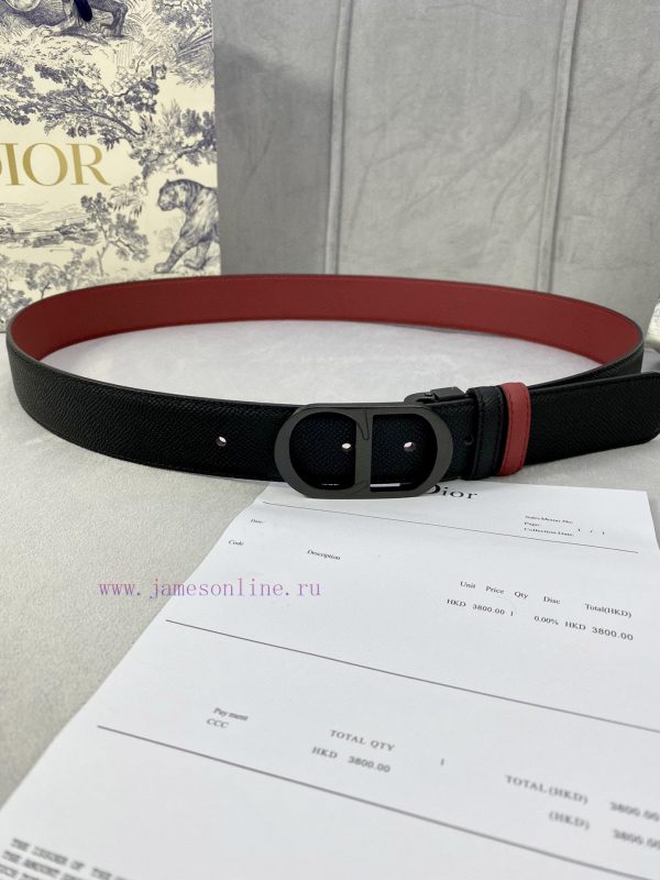 3.5cm width Dior grain textured cowhide hollow "CD" buckle belt, black palm grain grain leat xo1kpcsq
