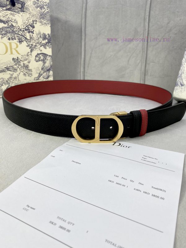 3.5cm width Dior grain textured cowhide hollow "CD" buckle belt, black palm grain grain leat 5et7gdlq