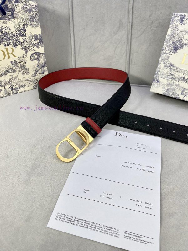 3.5cm width Dior grain textured cowhide hollow "CD" buckle belt, black palm grain grain leat 5et7gdlq - Image 5