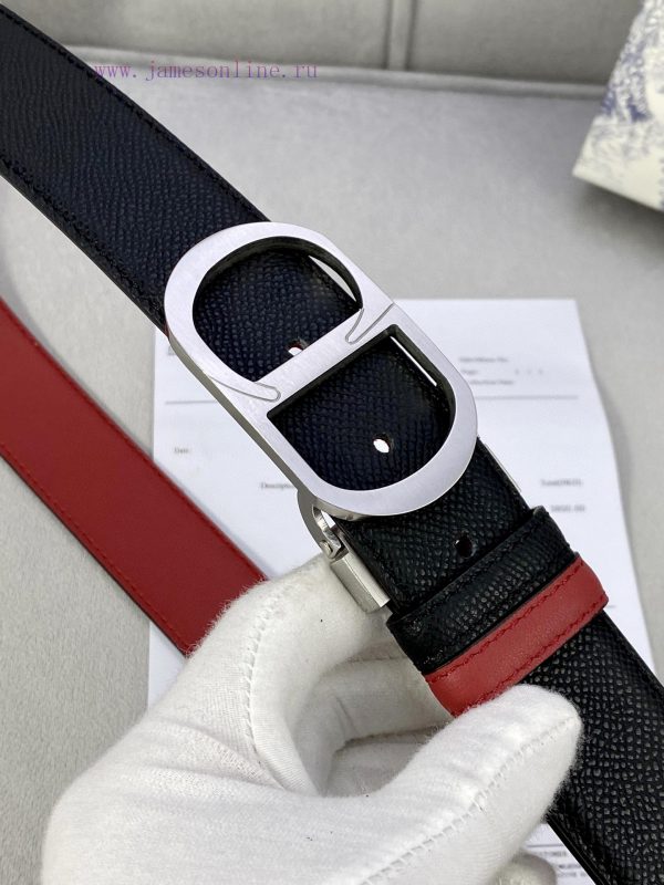 3.5cm width Dior grain textured cowhide hollow "CD" buckle belt, black palm grain grain leat xkrmhaya - Image 8