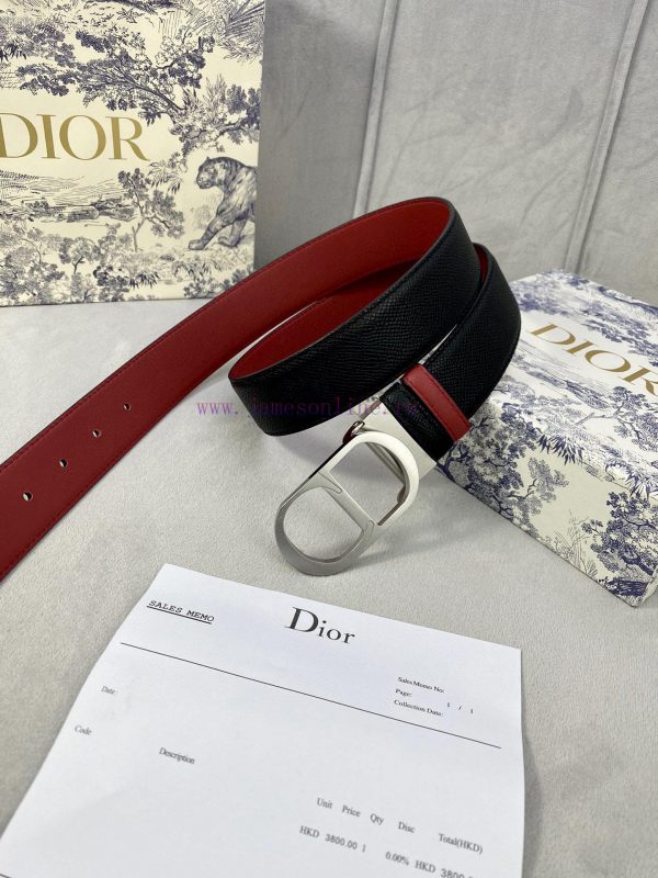 3.5cm width Dior grain textured cowhide hollow "CD" buckle belt, black palm grain grain leat xkrmhaya - Image 9