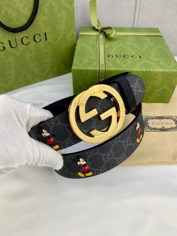 4.0cm wide Gucci double-sided belt, with GG Supreme canvas on one side infused with Mickey p 8bbeeb73 - Image 6