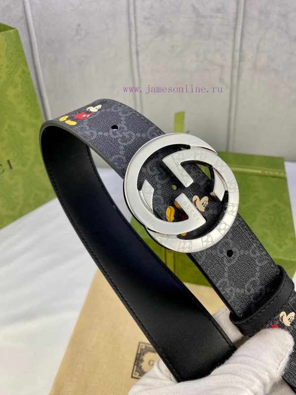 4.0cm wide Gucci double-sided belt, with GG Supreme canvas on one side infused with Mickey p 8bbeeb73 - Image 8
