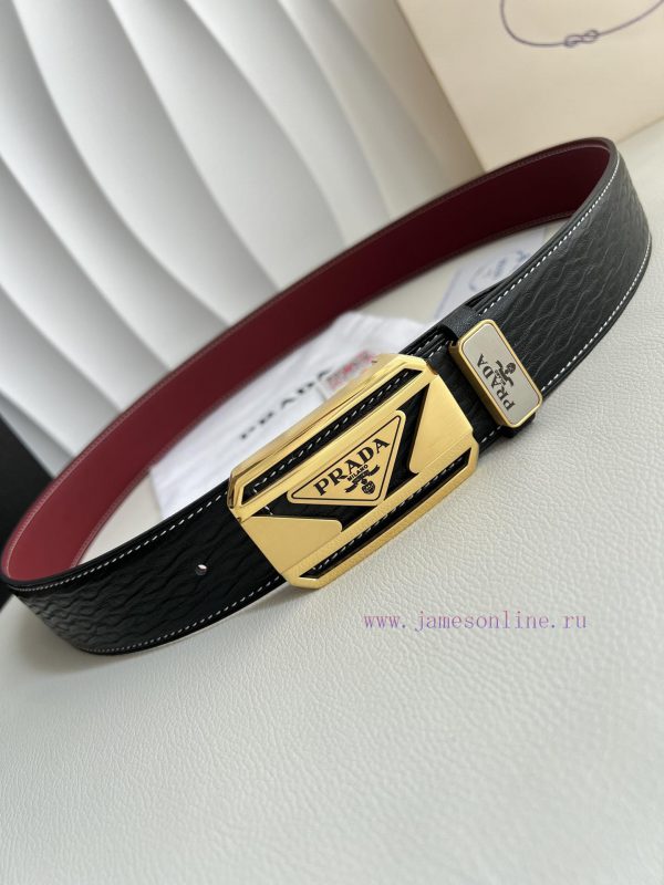 Prada PRADA ️ Belt and beltBuckle, classic pure steel material buckle, top layer cowhide, ph y0s51jto - Image 7