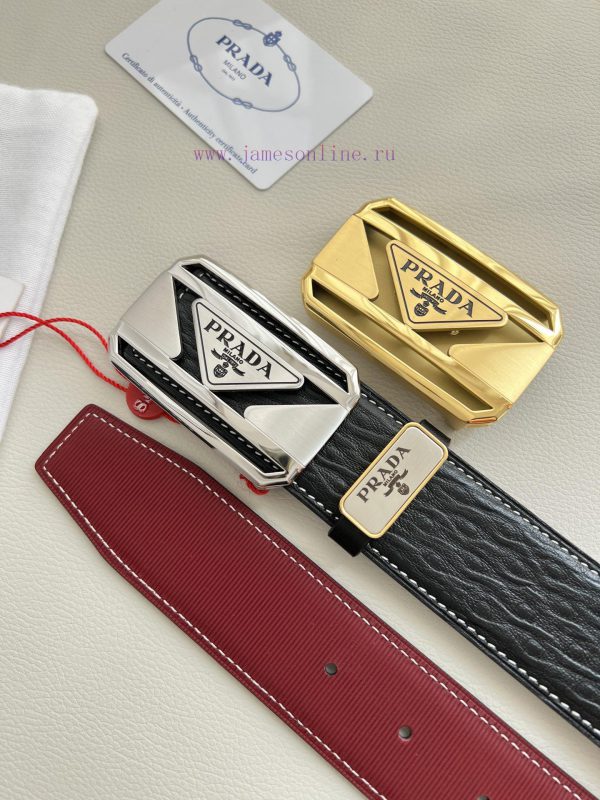 Prada PRADA ️ Belt and beltBuckle, classic pure steel material buckle, top layer cowhide, ph y0s51jto - Image 9