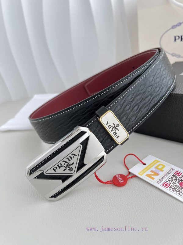 Prada PRADA ️ Belt and beltBuckle, classic pure steel material buckle, top layer cowhide, ph 52g47p6e