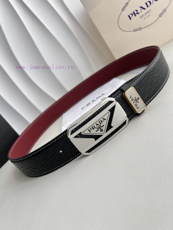 Prada PRADA ️ Belt and beltBuckle, classic pure steel material buckle, top layer cowhide, ph 52g47p6e - Image 4