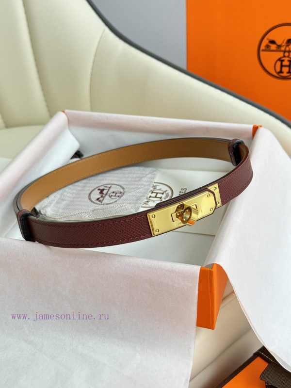 Hermes Women's BeltFull set of 1.8mm women's Kelly original imported leather K gold/platinum z0a8ujno