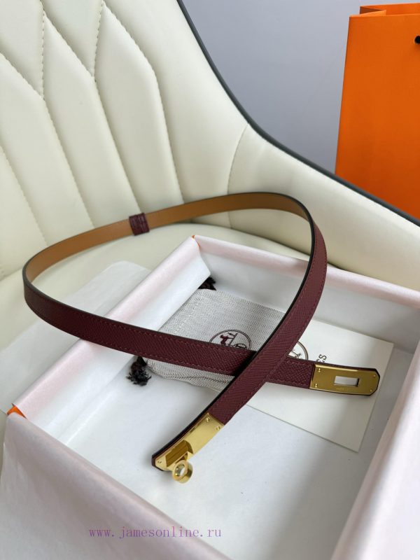Hermes Women's BeltFull set of 1.8mm women's Kelly original imported leather K gold/platinum z0a8ujno - Image 3