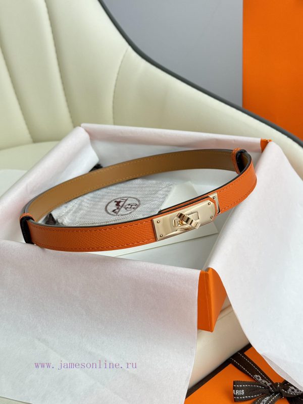 Hermes Women's BeltFull set of 1.8mm women's Kelly original imported leather K gold/platinum kyov55pz