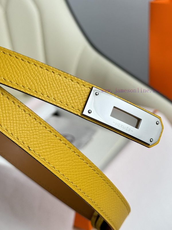 Hermes Women's BeltFull set of 1.8mm women's Kelly original imported leather K gold/platinum zccmdjjk - Image 8