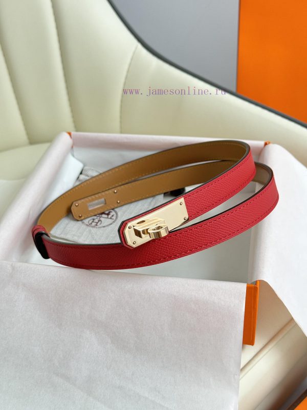 Hermes Women's BeltFull set of 1.8mm women's Kelly original imported leather K gold/platinum v32c1g8g