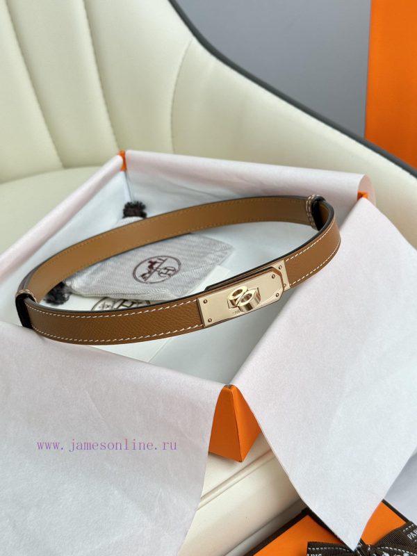 Hermes Women's BeltFull set of 1.8mm women's Kelly original imported leather K gold/platinum ovm7p5p5