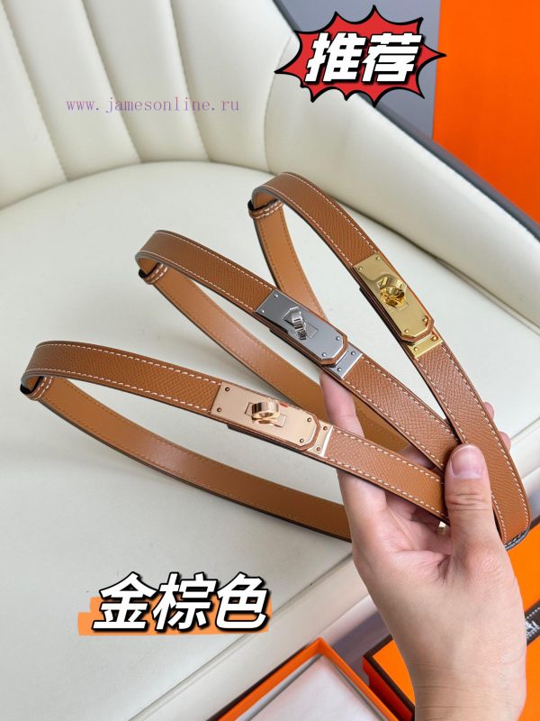 Hermes Women's BeltFull set of 1.8mm women's Kelly original imported leather K gold/platinum cjw61o5c