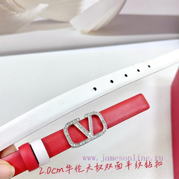 2.0cm Valentino double-sided plain waist belt, double-sided top layer cowhide material, leng a0cs4e9s - Image 4