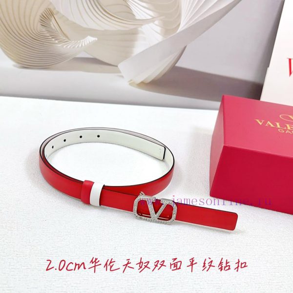 2.0cm Valentino double-sided plain waist belt, double-sided top layer cowhide material, leng a0cs4e9s - Image 5