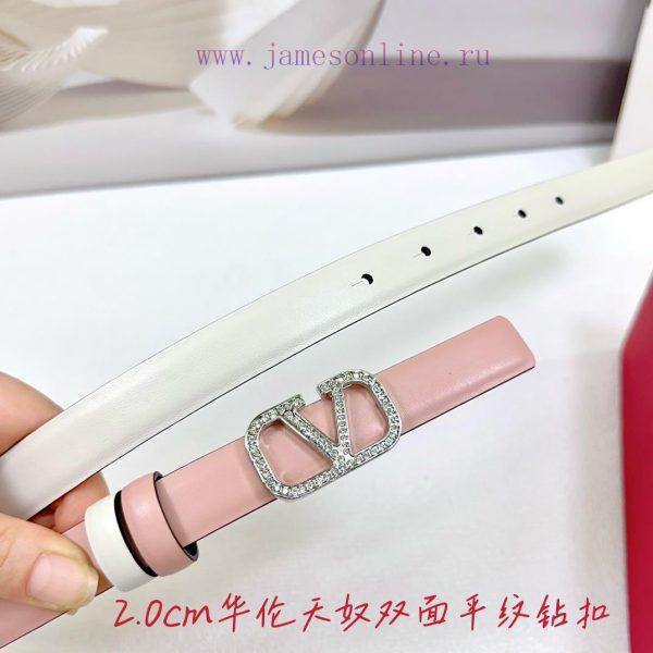 2.0cm Valentino double-sided plain waist belt, double-sided top layer cowhide material, leng bo38phqa - Image 4