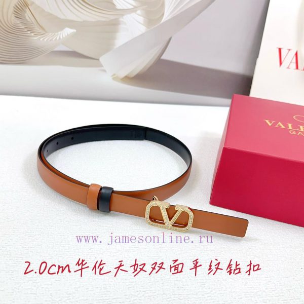 2.0cm Valentino double-sided plain waist belt, double-sided top layer cowhide material, leng 23r7tlt6 - Image 5