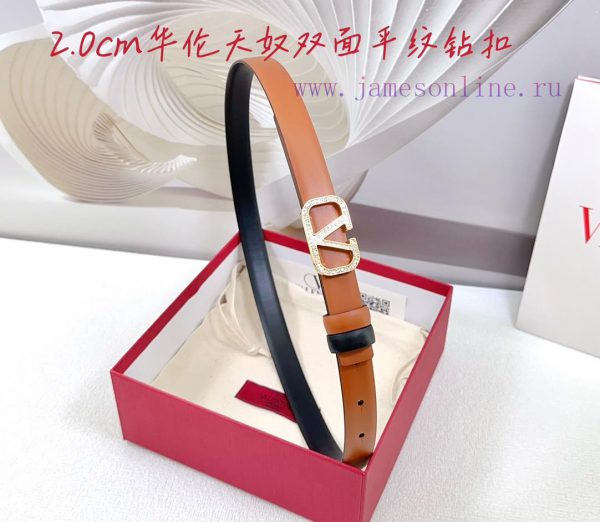 2.0cm Valentino double-sided plain waist belt, double-sided top layer cowhide material, leng 23r7tlt6 - Image 10