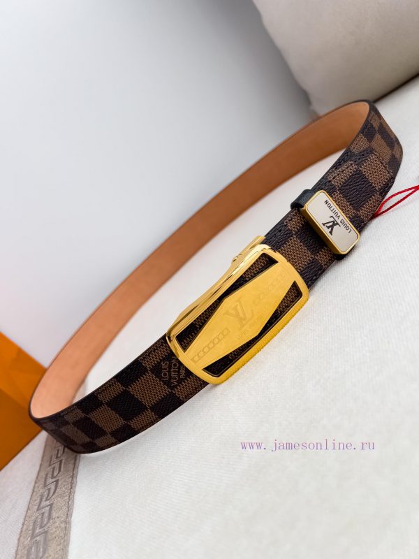 LV... Louis Vuitton Belt ️ Automatic BeltAutomatic buckle, made of pure steel material, with iazsmvhw - Image 4