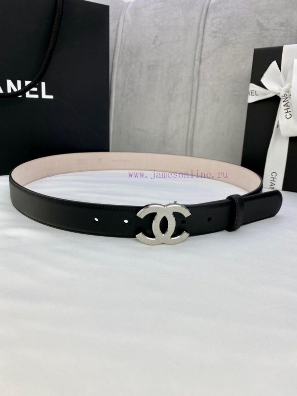 Width 3.0cm Chanel Women's Classic Belt and Strap New Smooth Inner Lining Matte Cowhide Silv fx0ndde4