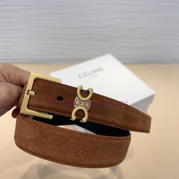 Celine TEEN TRIOMPHE Smooth Cow Leather BeltFluorescent white slim version, can be paired wi 22zew89m
