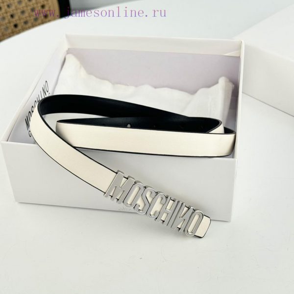 Moschino versatile letter buckle, double-sided head layer plain weave waist belt with a widt nbhudzbp - Image 4